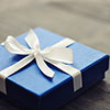 blue gift with bow
